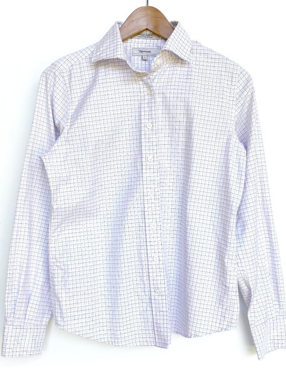 Faconnable Womens Cotton Button Up Shirt White Micro Check Size S